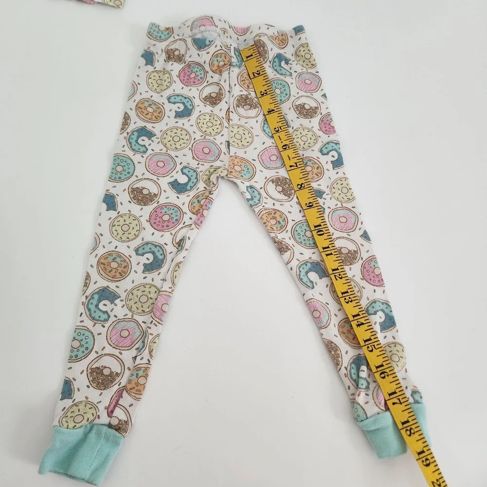 Kids‎ 3T Donut Print Cotton Pajama Set White Aqua 2pc PJs